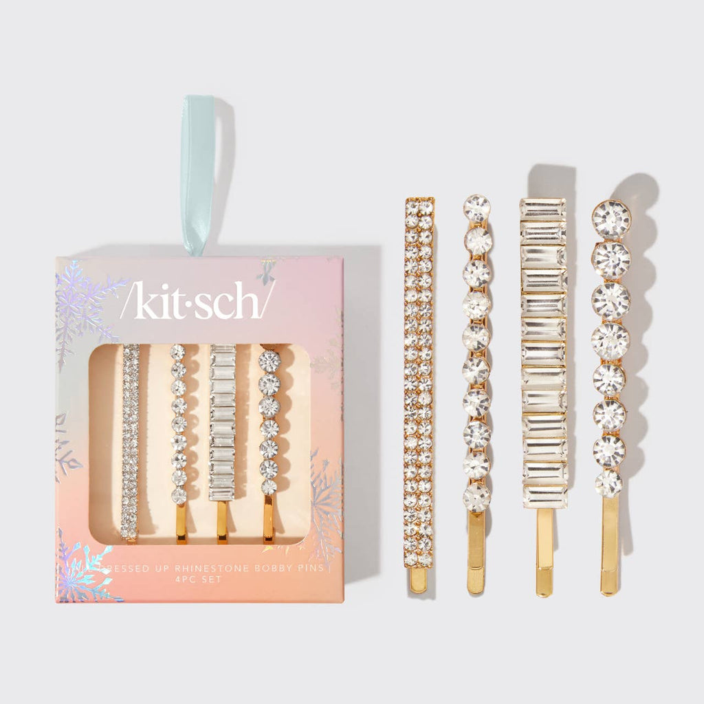 Holiday All Dressed up Rhinestone Bobby Pins 4pc Set by Kitsch
