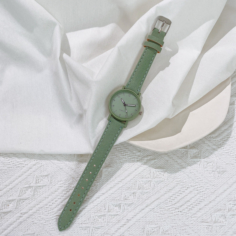 Retro Dial Numeral Markings - Leather Strap - Fresh Minimalist Style