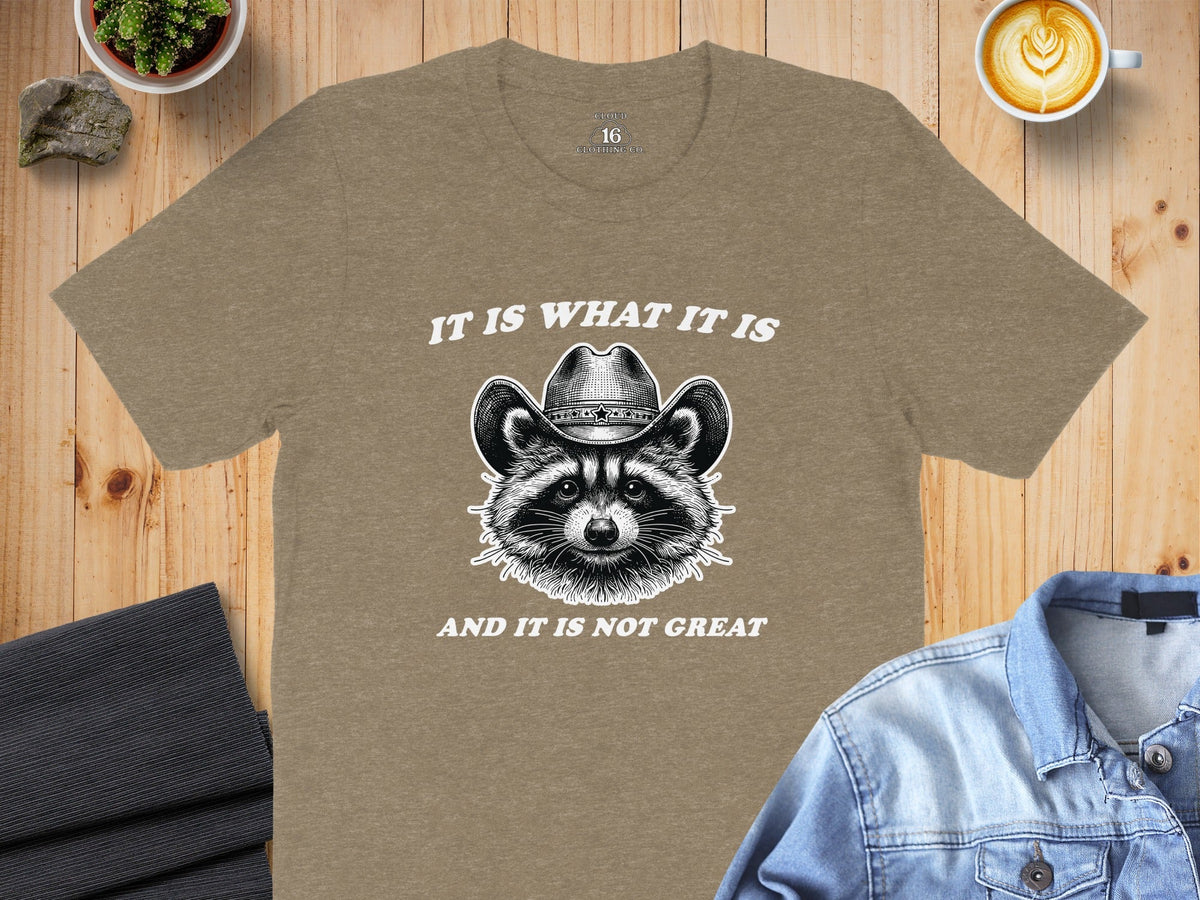 Bandit Cowboy Raccoon Graphic Animal Fashion Western T-Shirt