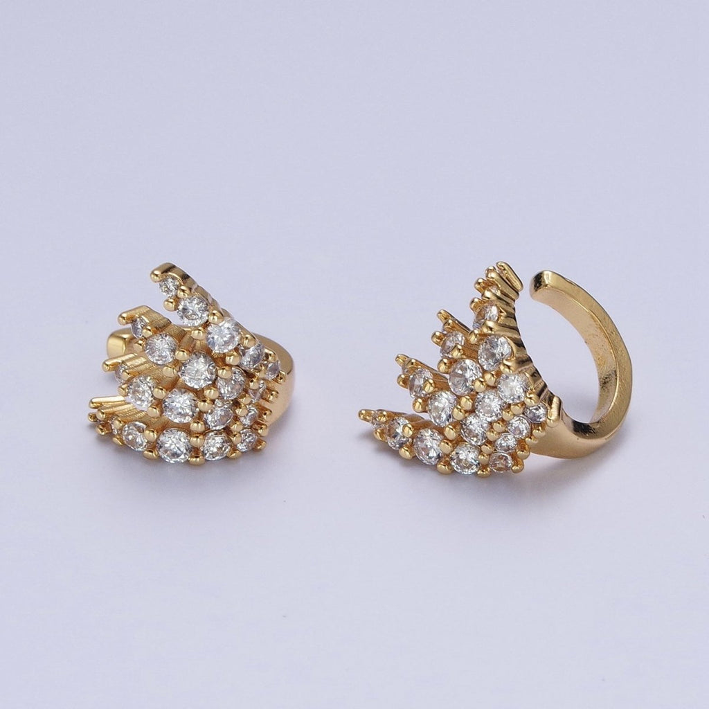1 Pair Micro Pave Cubic Zirconia CZ Multiple Four Claw Ear Cuff Earrings