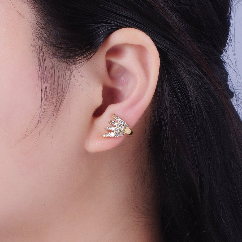 1 Pair Micro Pave Cubic Zirconia CZ Multiple Four Claw Ear Cuff Earrings
