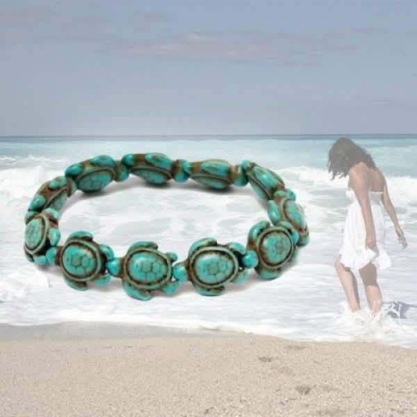 Handmade Hawaiian Sea Turtles Bracelet - Turquoise