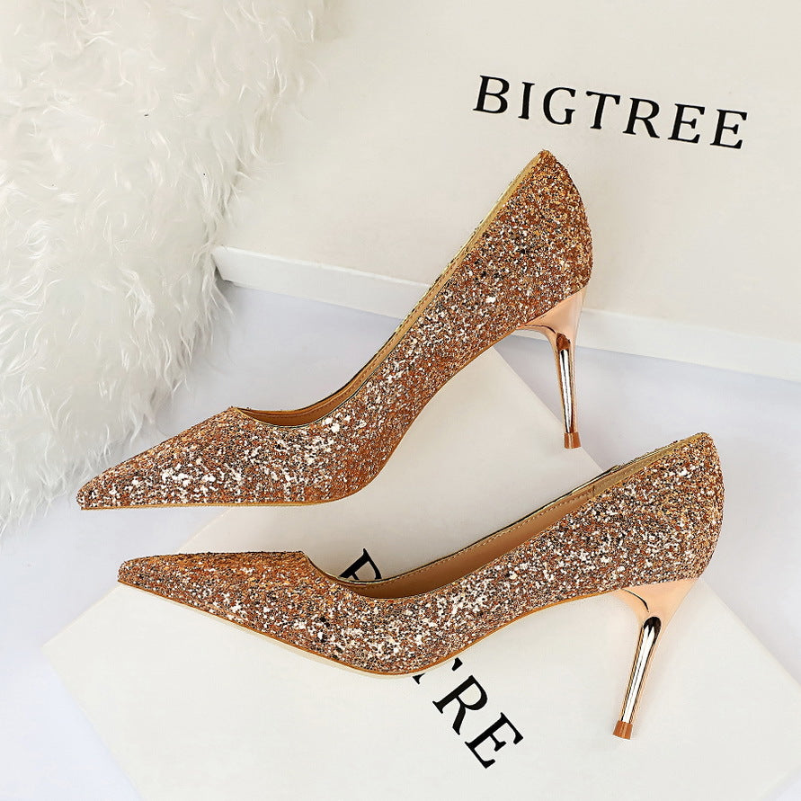 Thinner High Heels Women Shoes Stiletto Heel Sparkle
