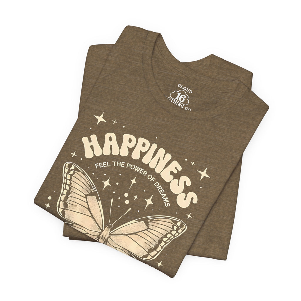 Happiness Butterfly Tee - Womens Inspirational T-Shirt - Positive Vibes Apparel