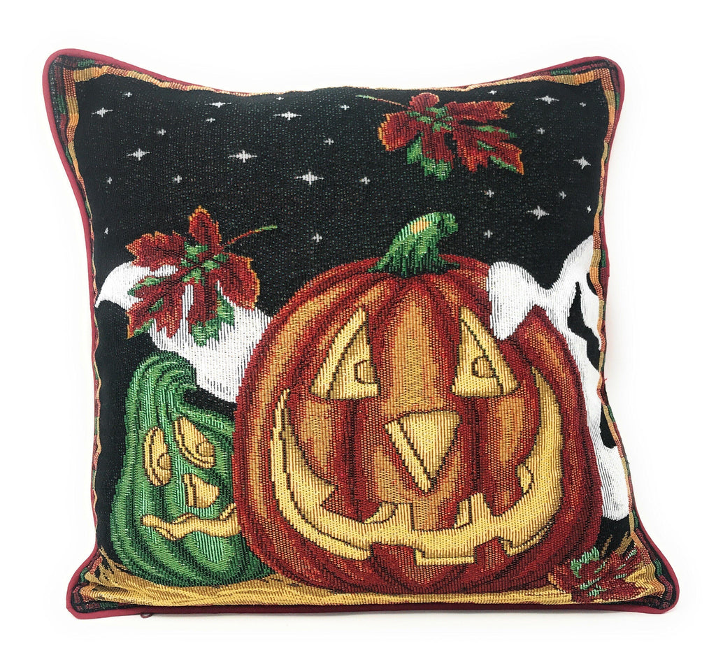 Autumn Harvest Halloween & Christmas Holiday Tapestry Syle Set of 4 16x16