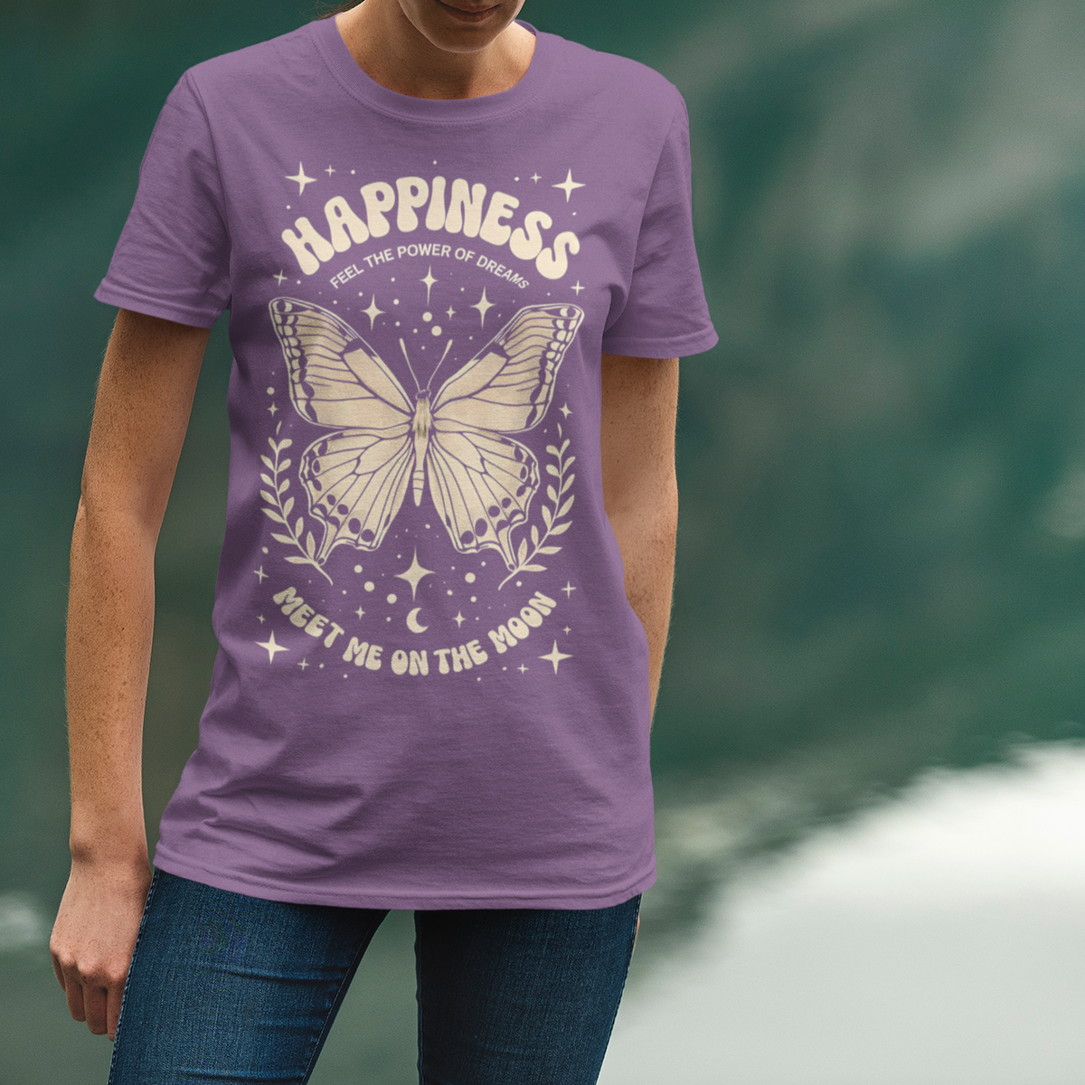 Happiness Butterfly Tee - Womens Inspirational T-Shirt - Positive Vibes Apparel