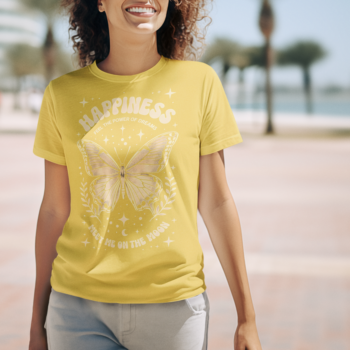 Happiness Butterfly Tee - Womens Inspirational T-Shirt - Positive Vibes Apparel