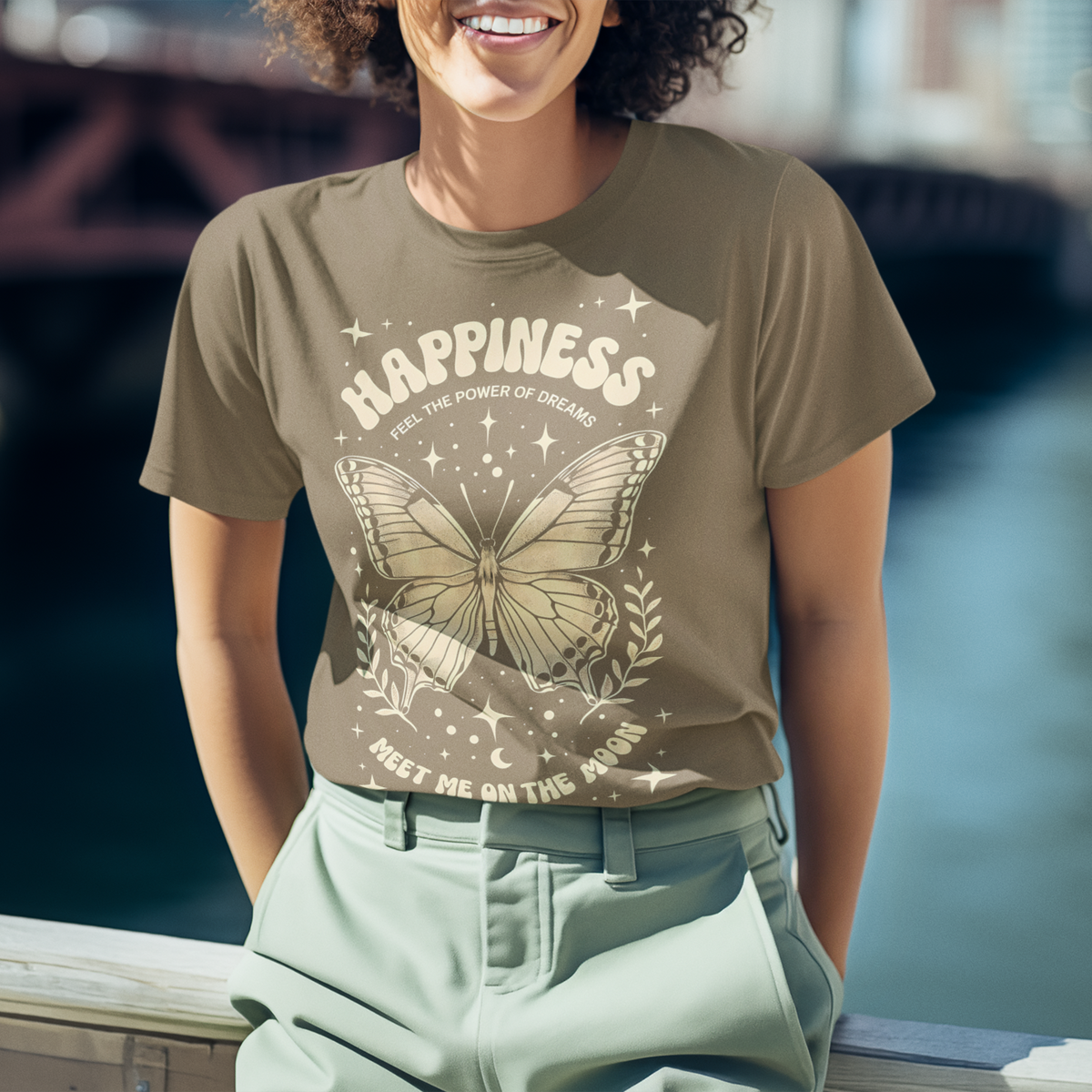 Happiness Butterfly Tee - Womens Inspirational T-Shirt - Positive Vibes Apparel