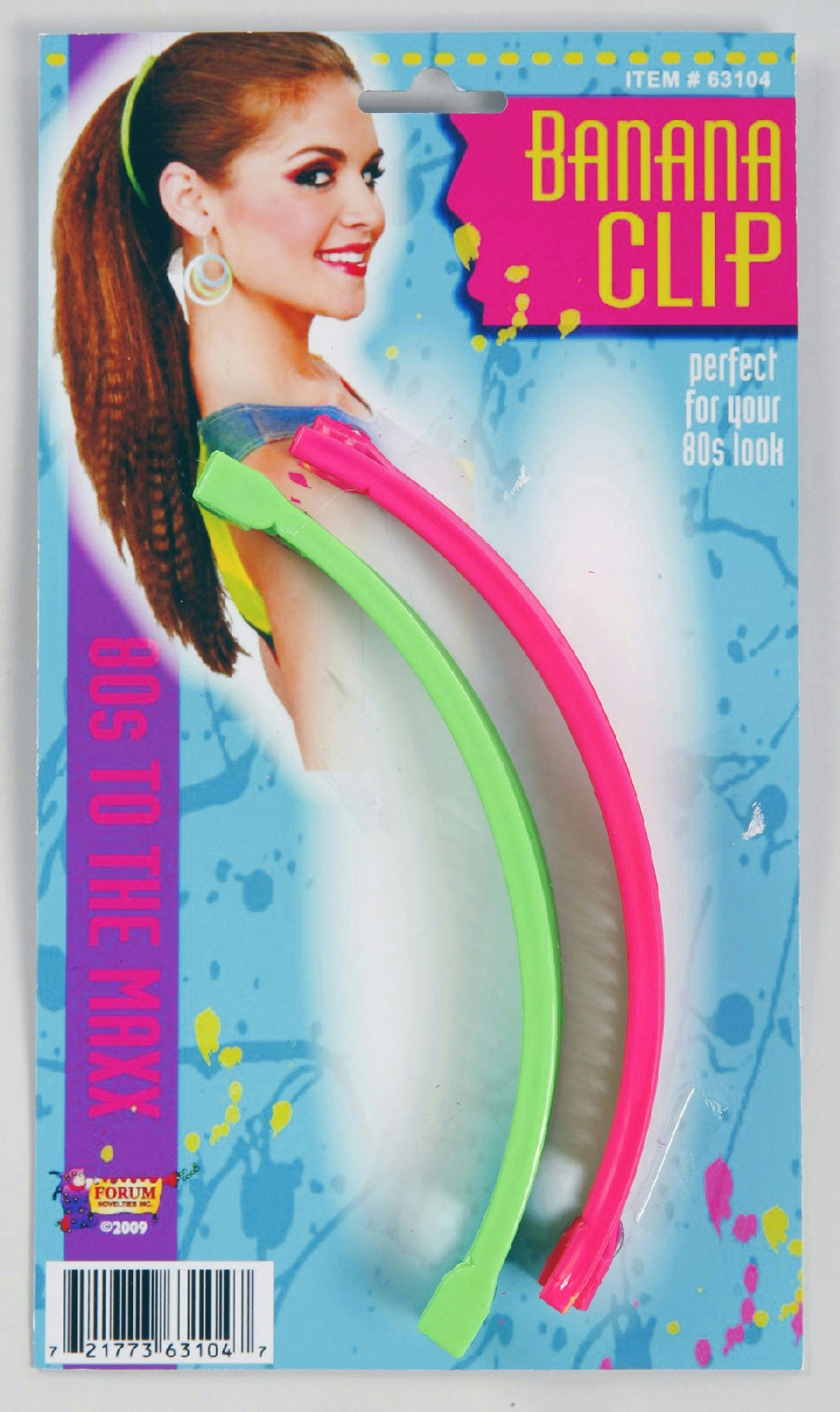 80's Banana Hair Clips Retro Accessory 2 Pack