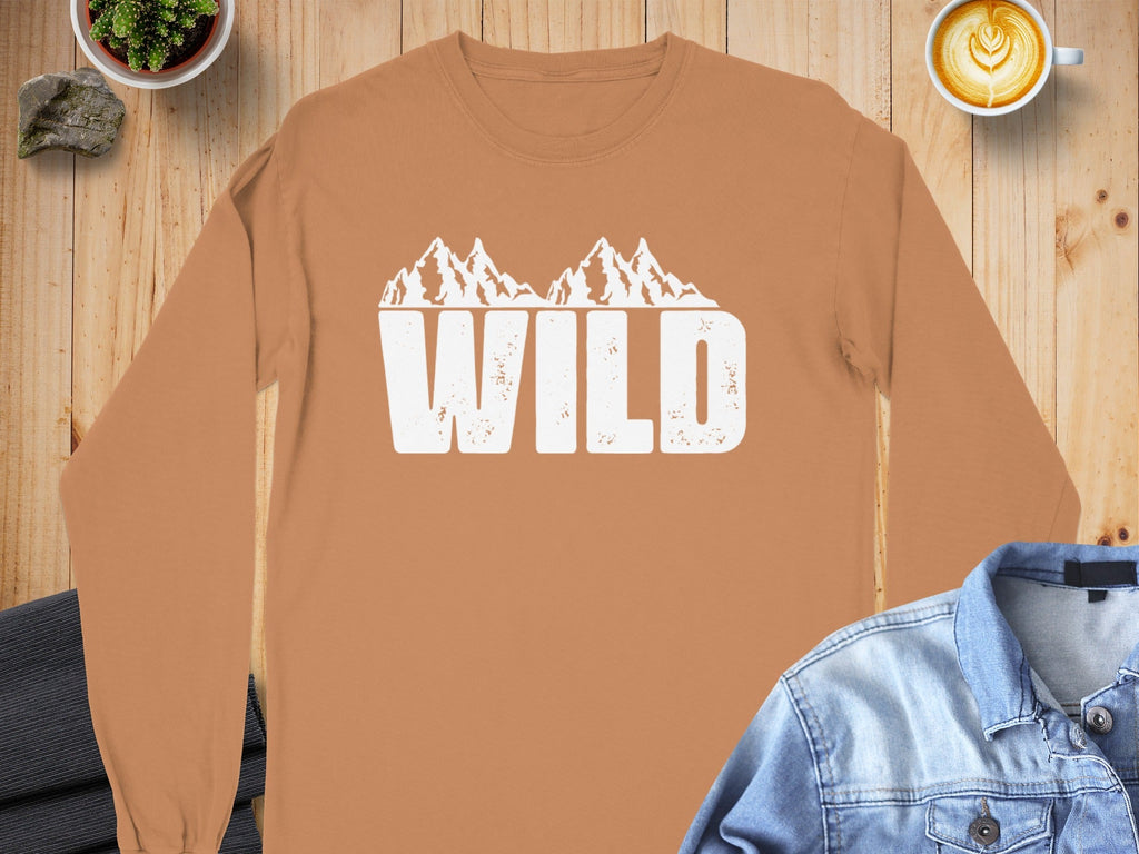 Wild Mountains Graphic Design Stylish Outdoors Long Sleeve T-Shirt