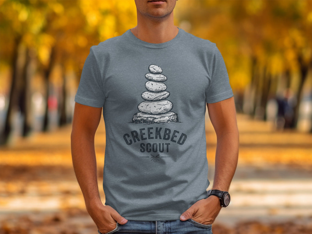 Creekbed Scout Cairn Graphic: The Explorer's Adventure Tee