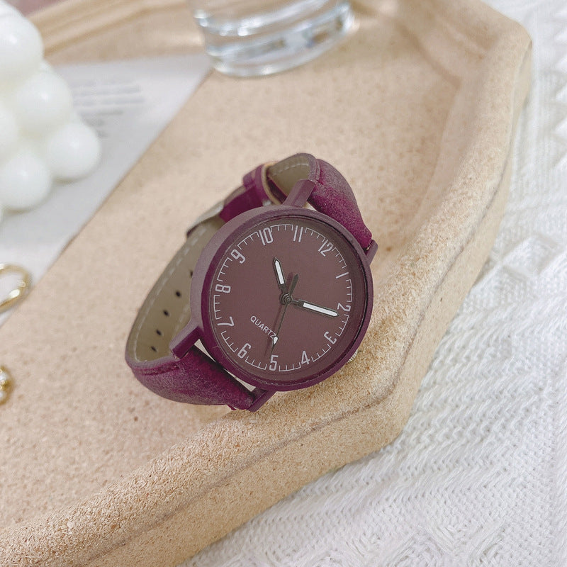 Retro Dial Numeral Markings - Leather Strap - Fresh Minimalist Style