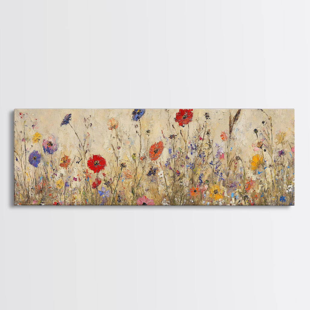 Field of Wildflowers - Oil Painting Canvas Print - Boho Floral Decor