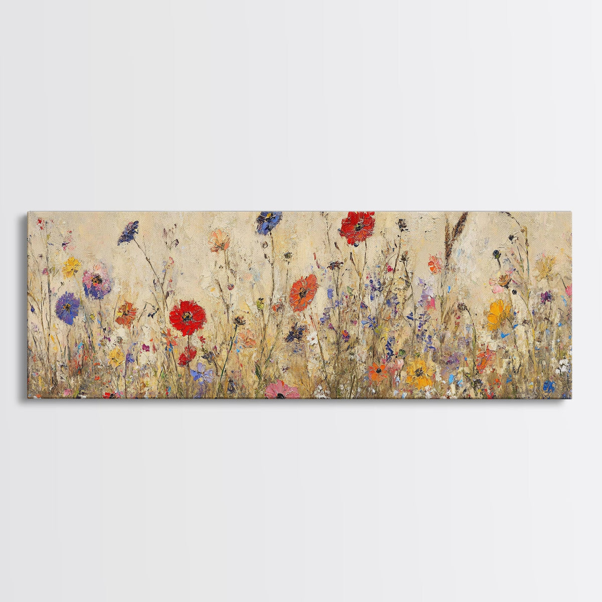 Field of Wildflowers - Oil Painting Canvas Print - Boho Floral Decor