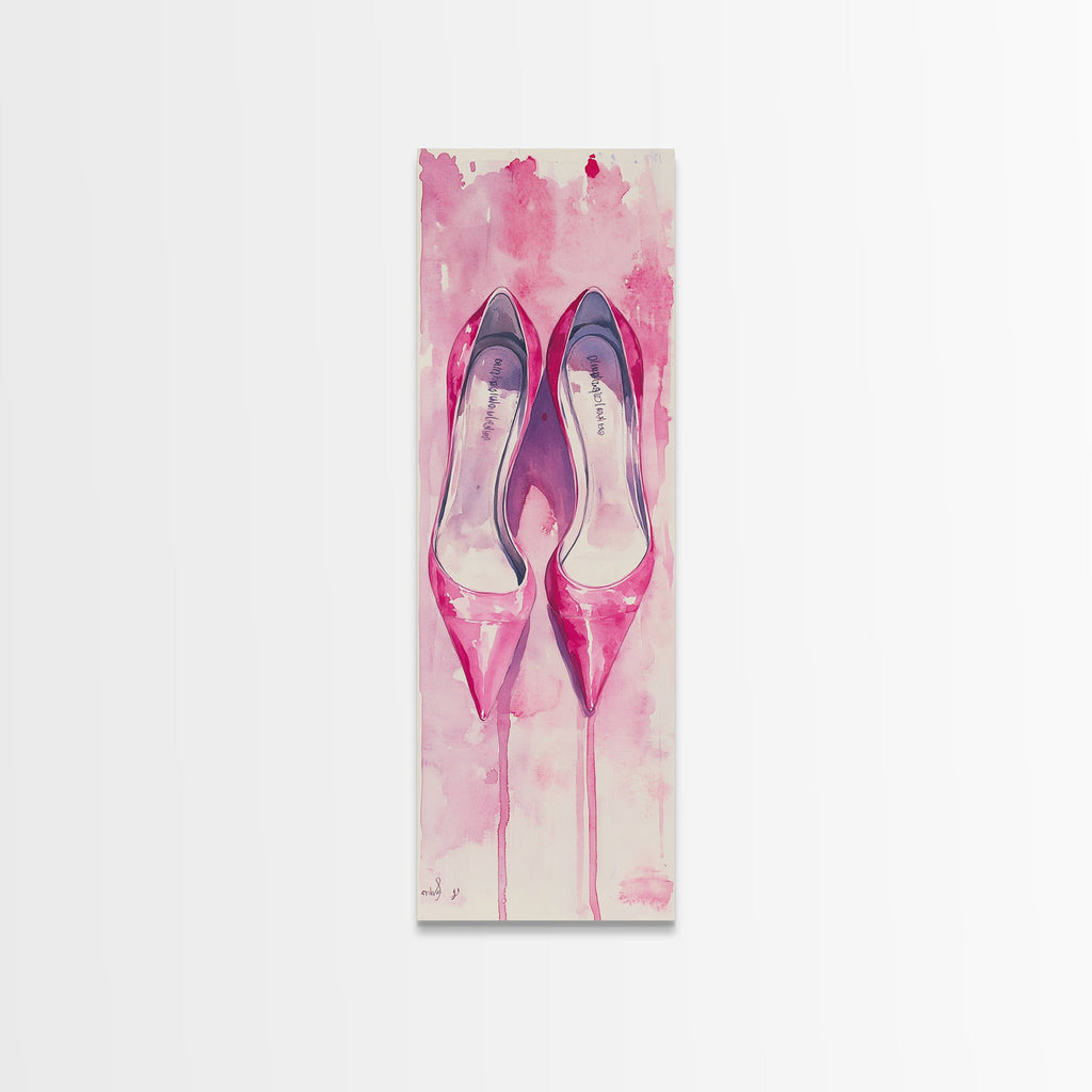 Pink Stilettos Painting Canvas Print - Fashion Wall Art