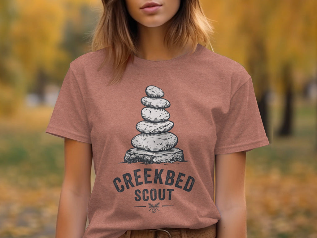 Creekbed Scout Cairn Graphic: The Explorer's Adventure Tee