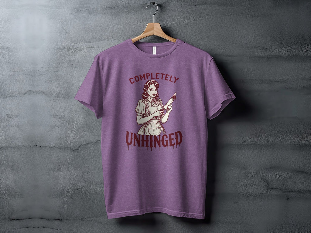 Completely Unhinged Crazy Lady with Knife Funny T-Shirt