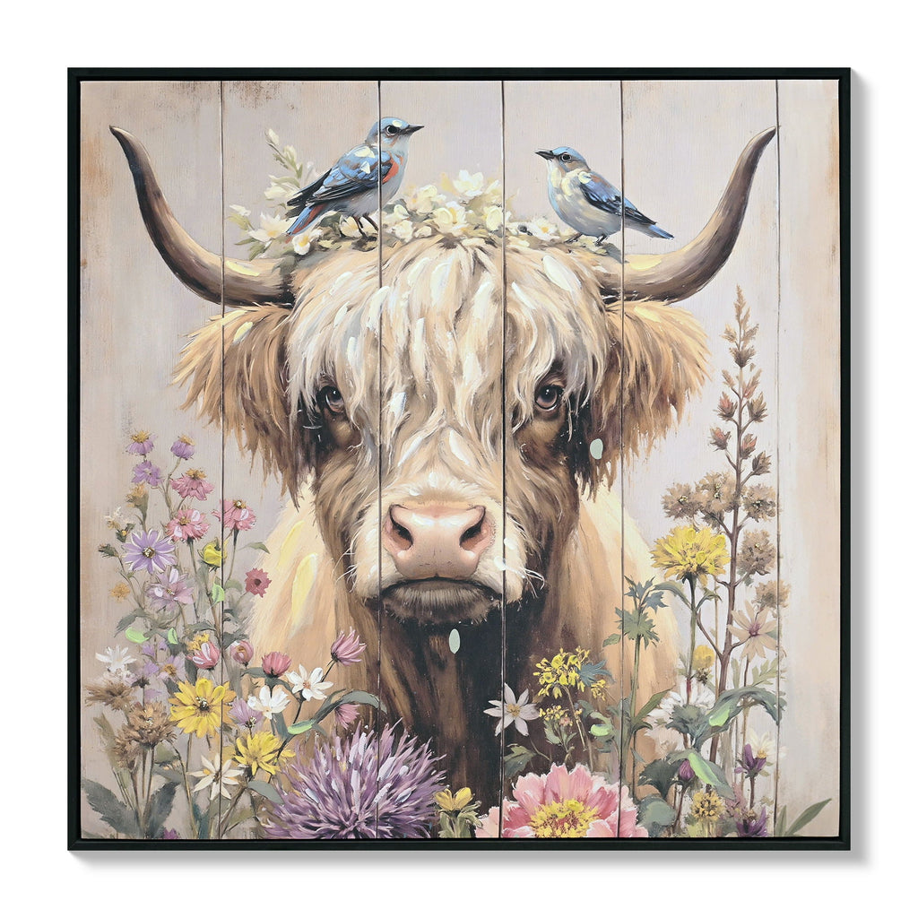 Highland Cow Wall Decor Picture Canvas Art Print for Living Room - Camel / Brown