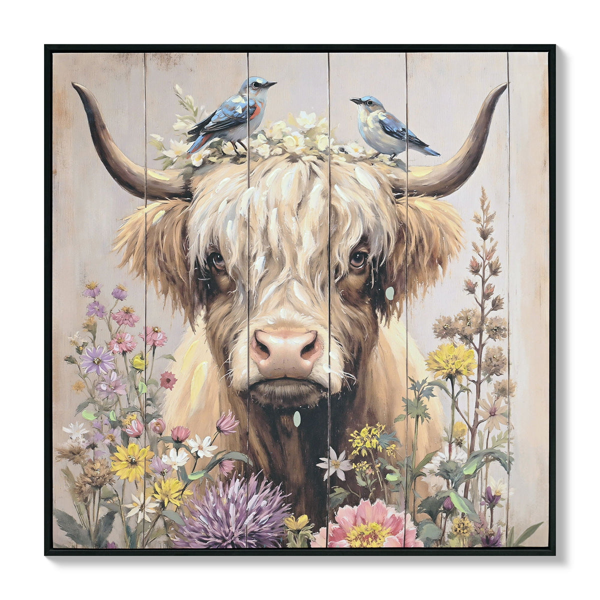 Highland Cow Wall Decor Picture Canvas Art Print for Living Room - Camel / Brown