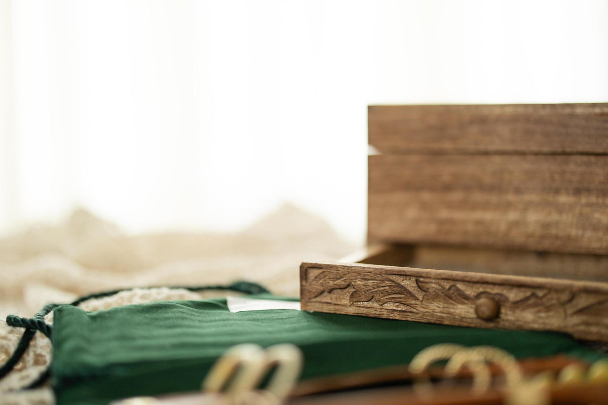 Hand-Carved Mango Wood Jewelry Box
