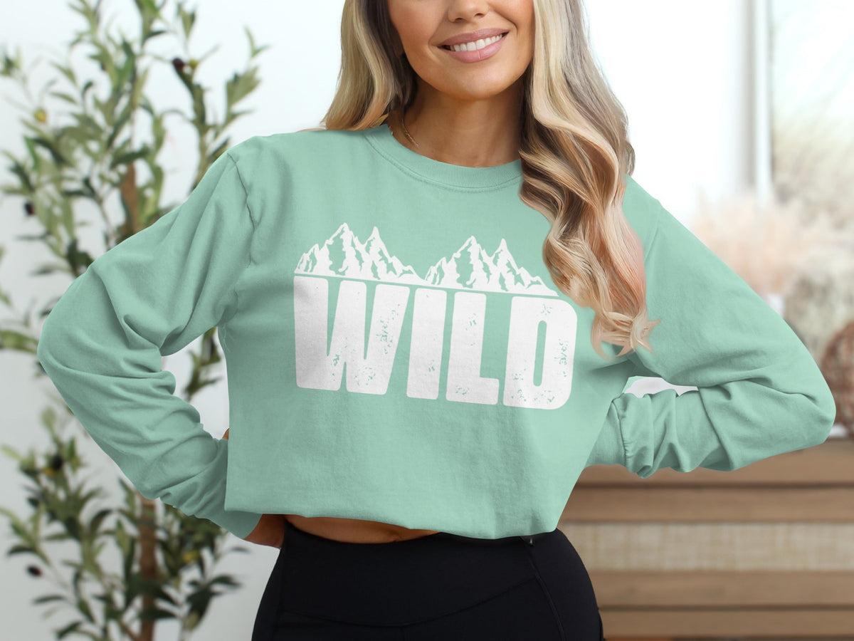 Wild Mountains Graphic Design Stylish Outdoors Long Sleeve T-Shirt