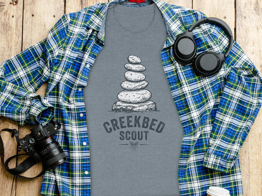 Creekbed Scout Cairn Graphic: The Explorer's Adventure Tee