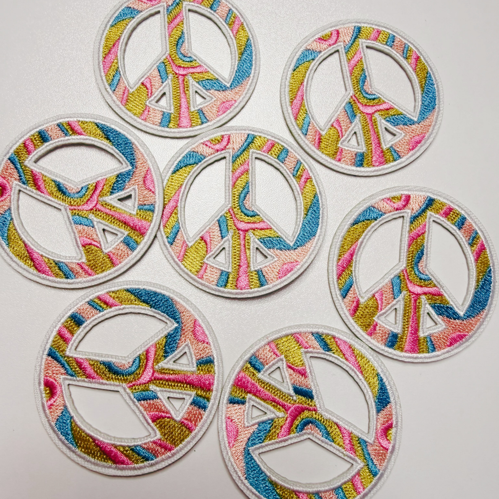 2" Multicolored peace sign -  Embroidered Hat Patch