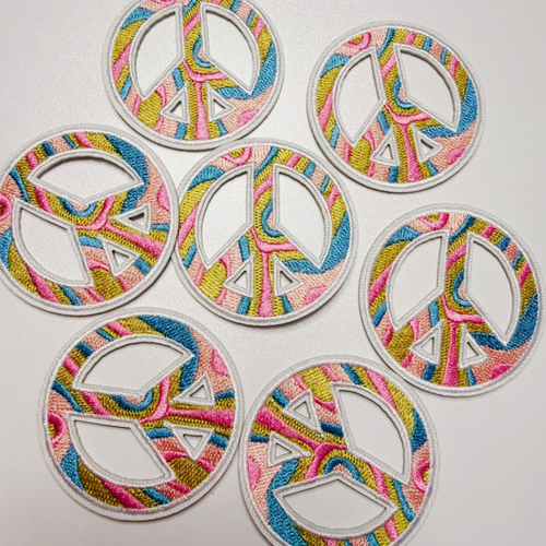2" Multicolored peace sign -  Embroidered Hat Patch
