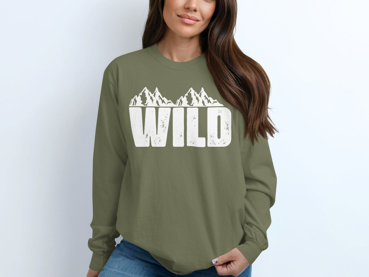 Wild Mountains Graphic Design Stylish Outdoors Long Sleeve T-Shirt