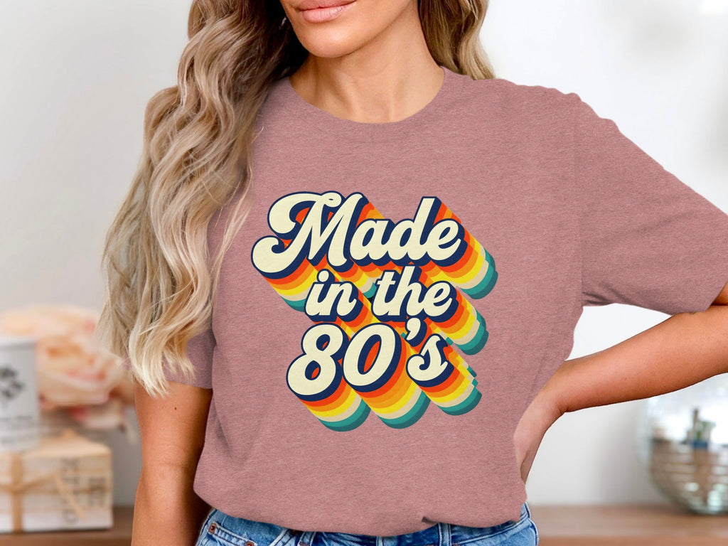 Made In The Eighties Rainbow Stripes Design T-Shirt