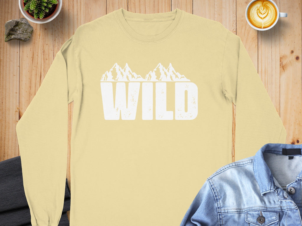 Wild Mountains Graphic Design Stylish Outdoors Long Sleeve T-Shirt