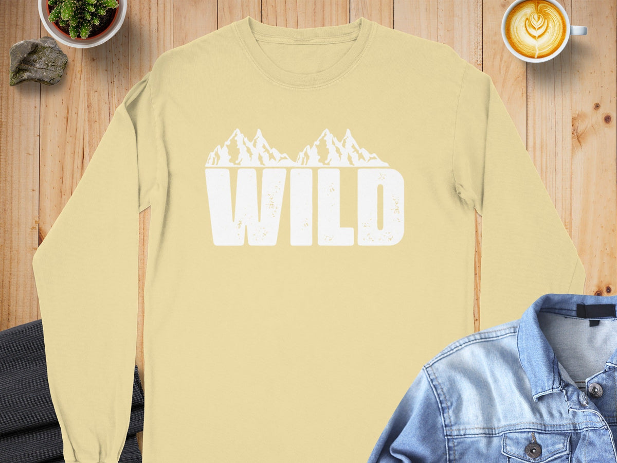 Wild Mountains Graphic Design Stylish Outdoors Long Sleeve T-Shirt