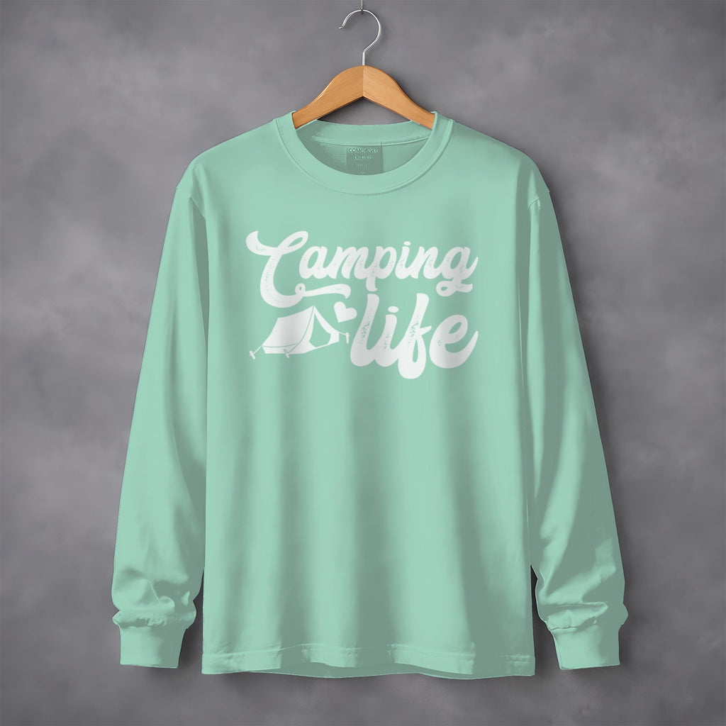Camping Life with Tent and Heart Great Outdoors Long Sleeve T-Shirt