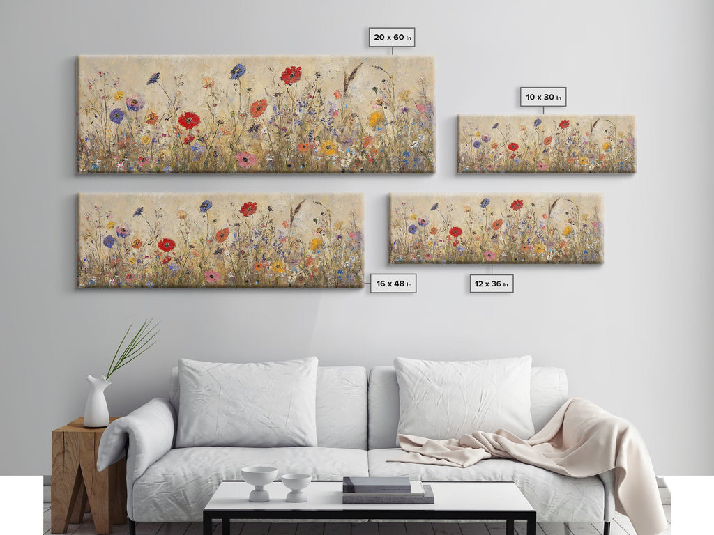 Field of Wildflowers - Oil Painting Canvas Print - Boho Floral Decor