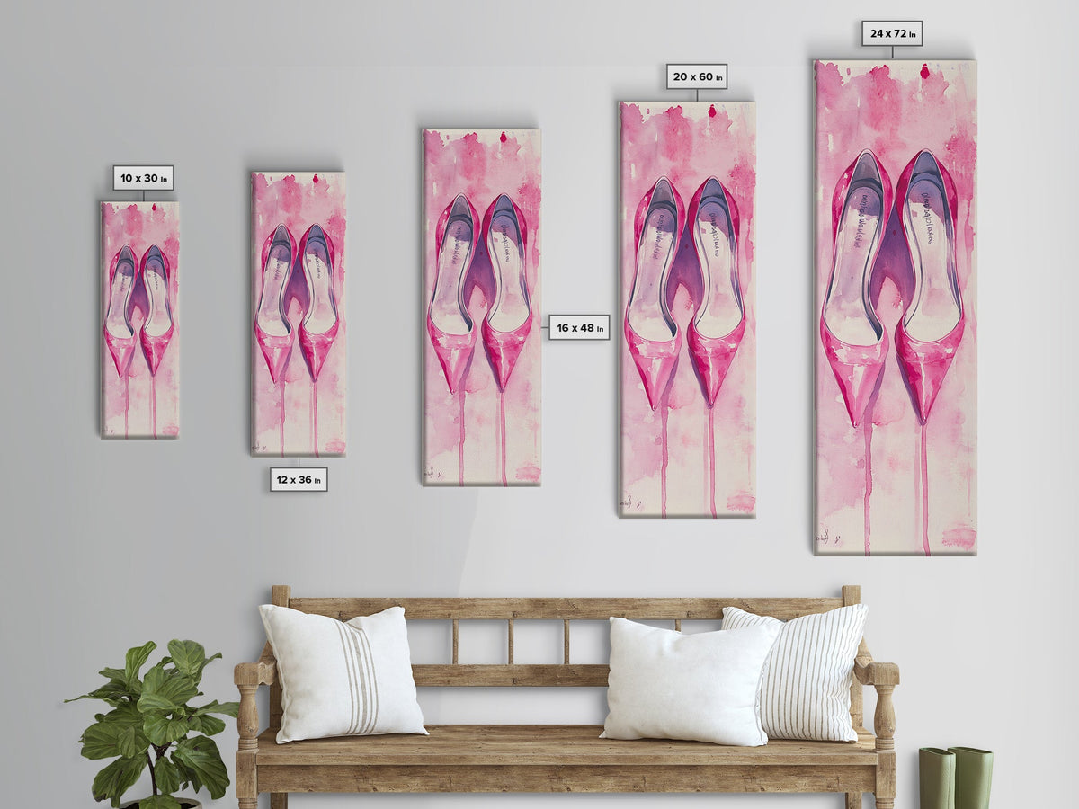 Pink Stilettos Painting Canvas Print - Fashion Wall Art