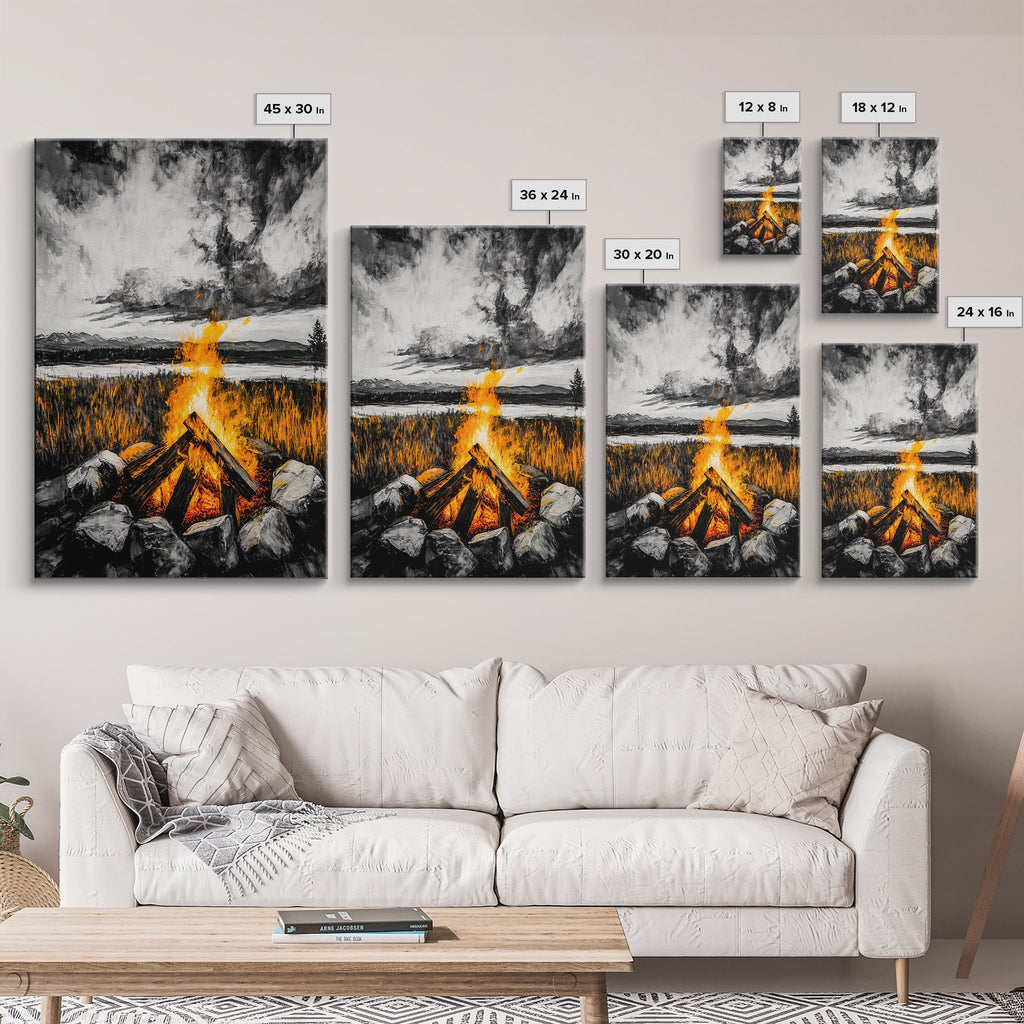 Campfire Painting - Wall Decor - Fire Pit Artwork