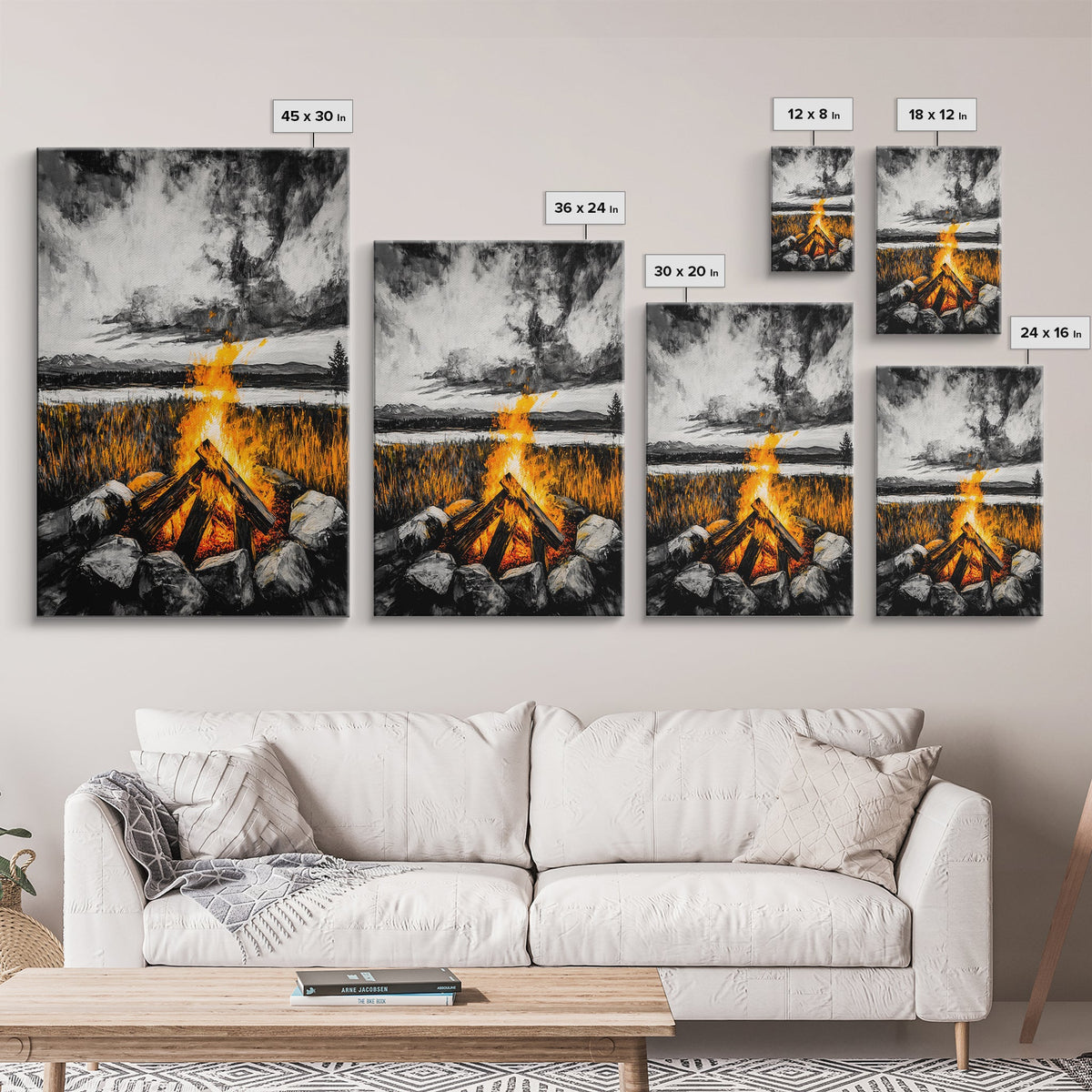 Campfire Painting - Wall Decor - Fire Pit Artwork