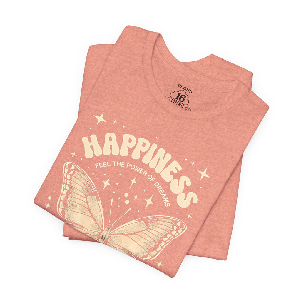 Happiness Butterfly Tee - Womens Inspirational T-Shirt - Positive Vibes Apparel