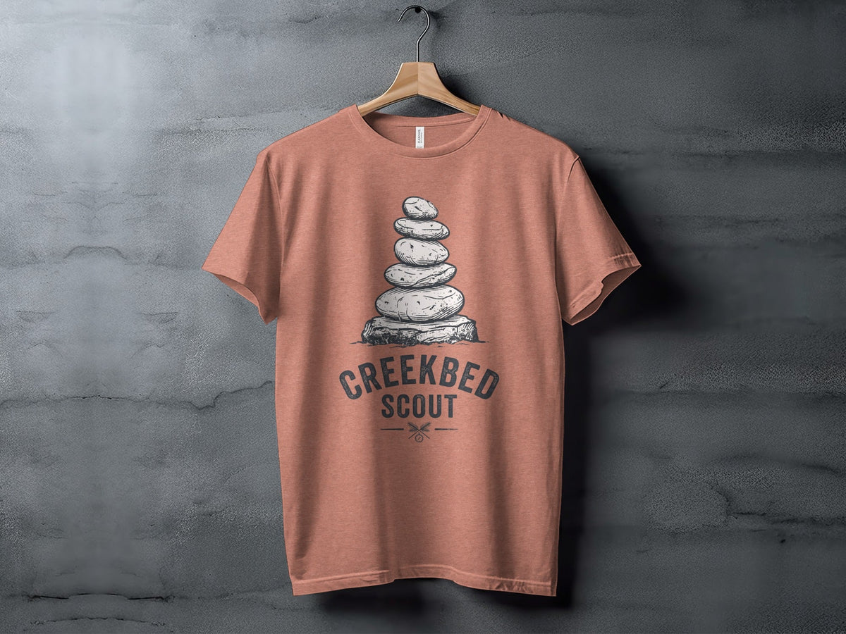 Creekbed Scout Cairn Graphic: The Explorer's Adventure Tee