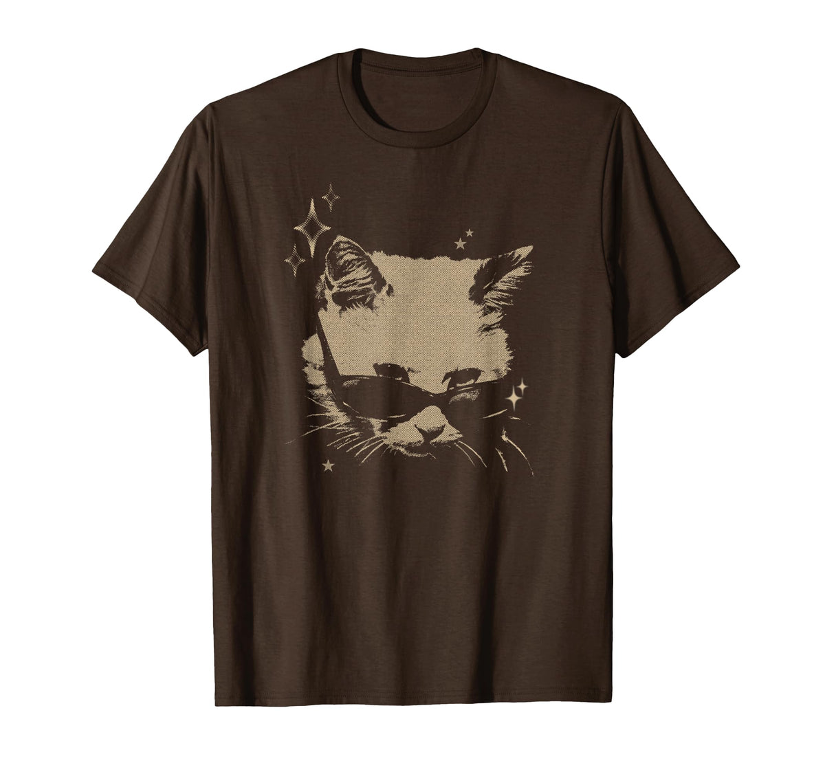 Y2K Cat Sunglasses 90S 2000S Grunge T-Shirt - Minimalist Print for Adults