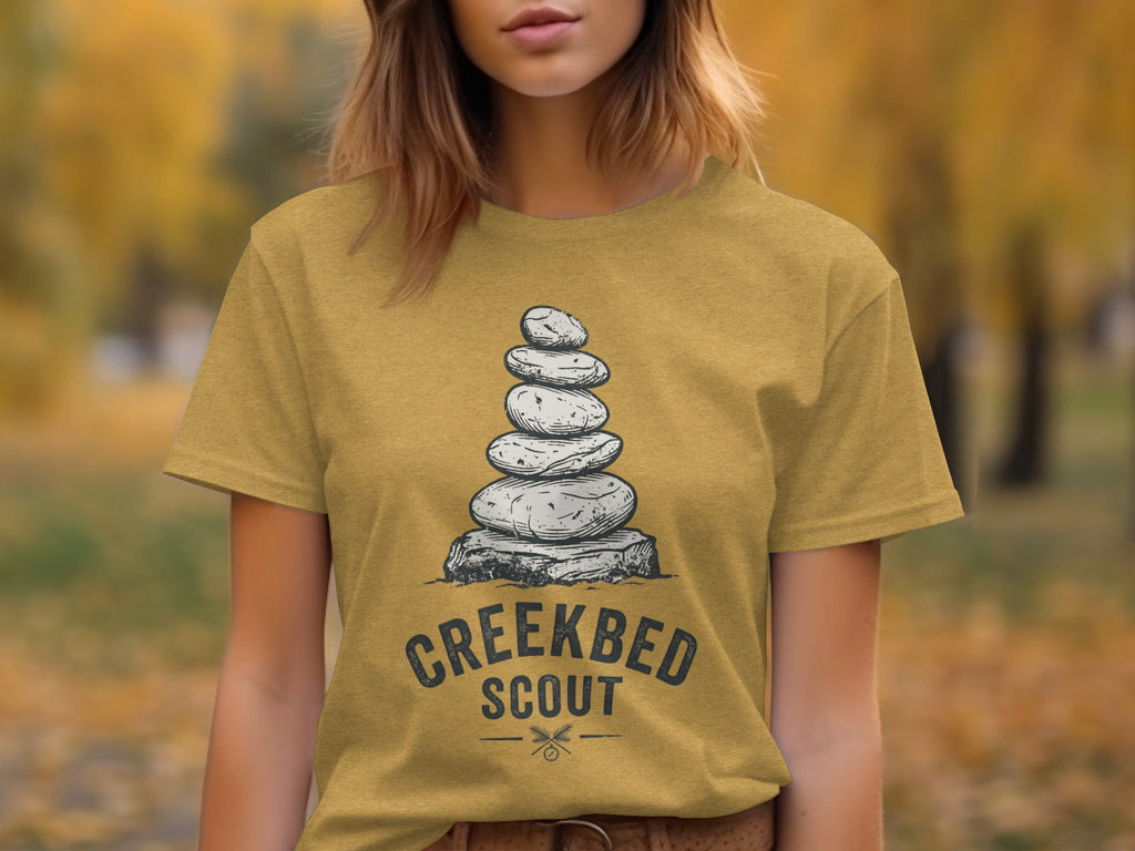 Creekbed Scout Cairn Graphic: The Explorer's Adventure Tee
