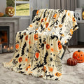 Halloween Throw Blanket Witch Hat Spider Webs Cozy Flannel Multicolor