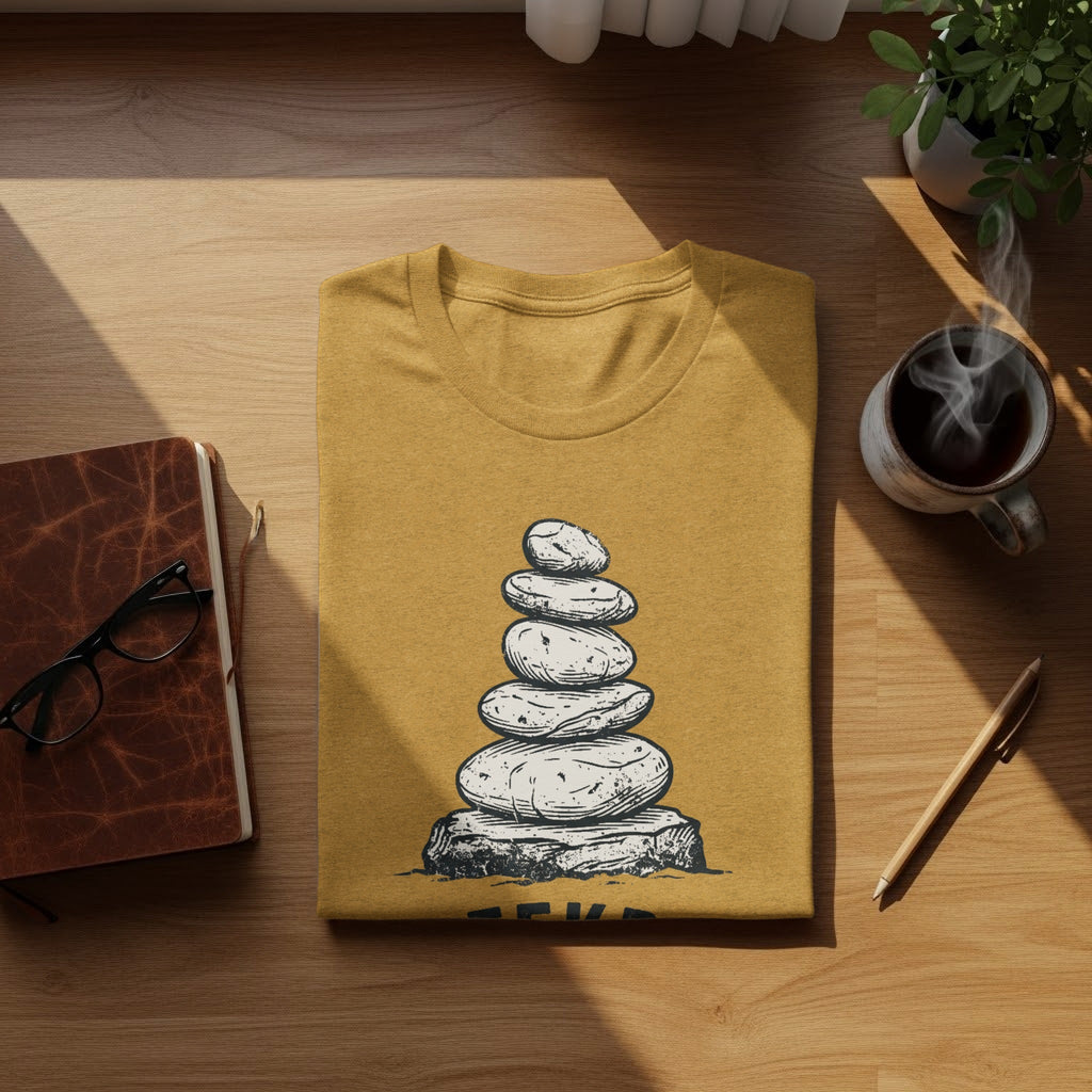 Creekbed Scout Cairn Graphic: The Explorer's Adventure Tee