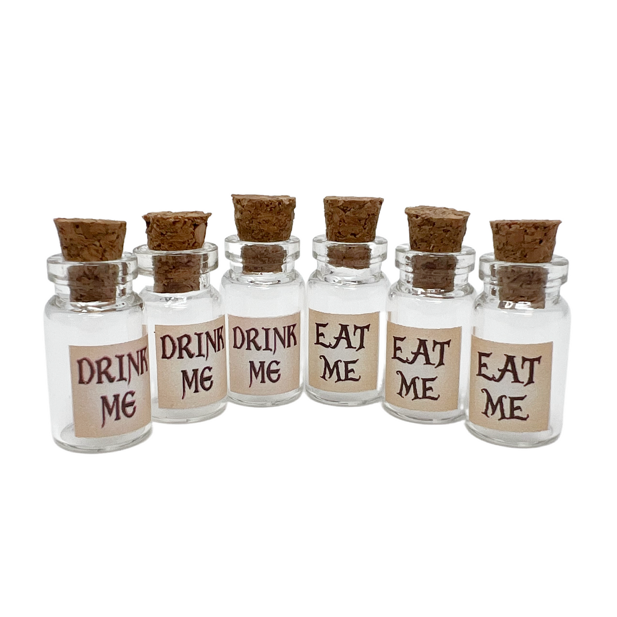 Alice in Wonderland Drink Me Bottles DIY Kit 6pcs Mini Glass Potion Charms Craft Set