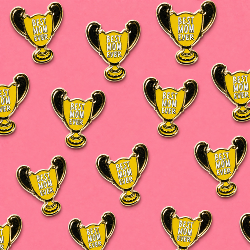 Best Mom Ever Trophy Enamel Pin and Card