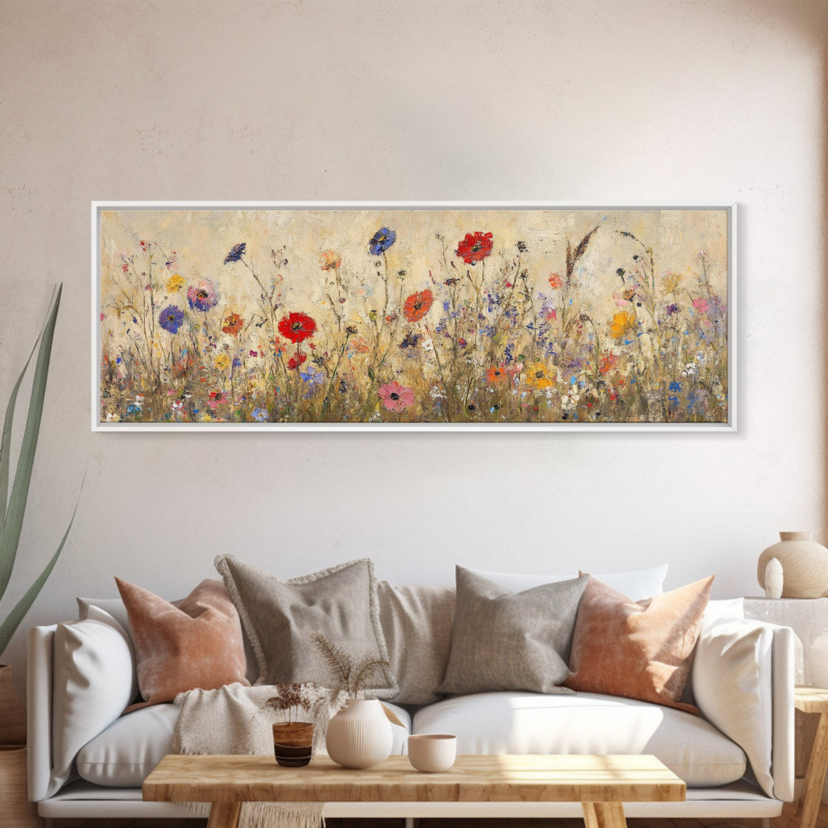 Field of Wildflowers - Oil Painting Canvas Print - Boho Floral Decor