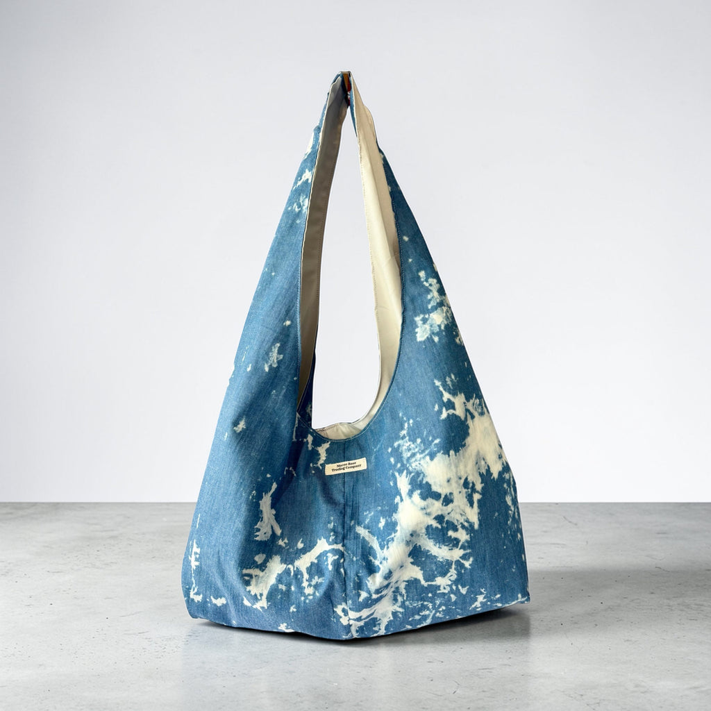 Bleached Denim Slouchy Hobo Handbag | Boho Western Shoulder Bag