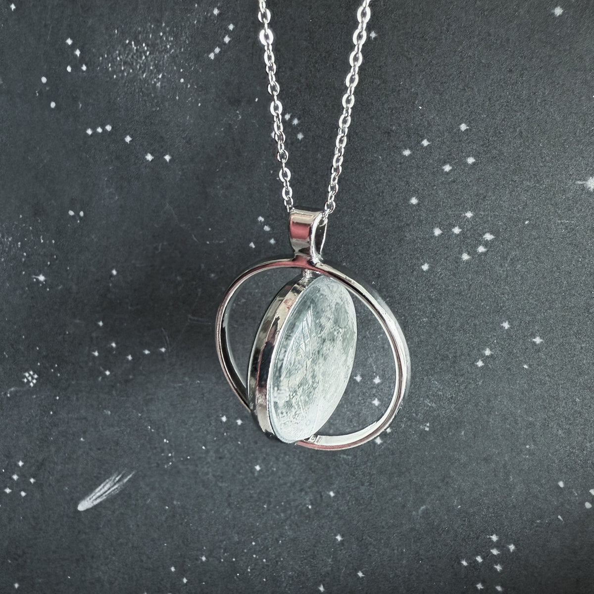 Full Moon Double Sided Fidget Pendant Necklace