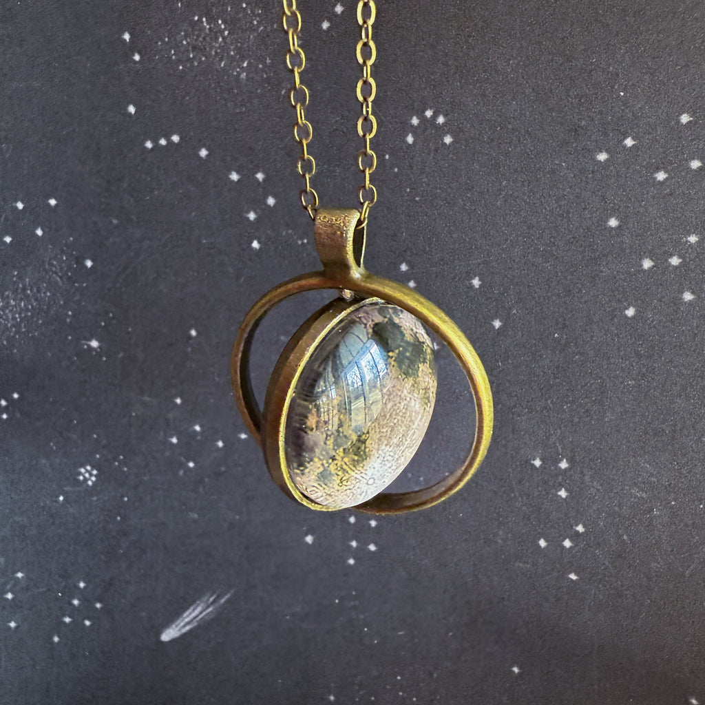 New Moon Double Sided Fidget Pendant Necklace