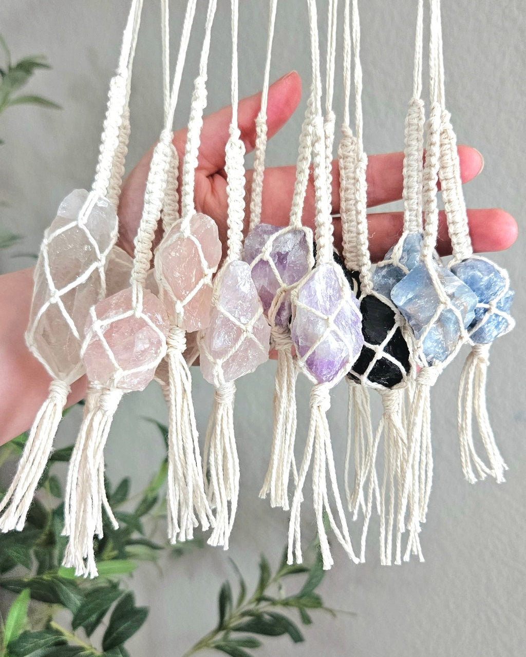 Macrame Wrapped Crystal Rear View Mirror Charm DIY Craft Kit